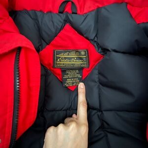 Eddie Bauer Men's Vibrant Red Puffer Coat Goose Down